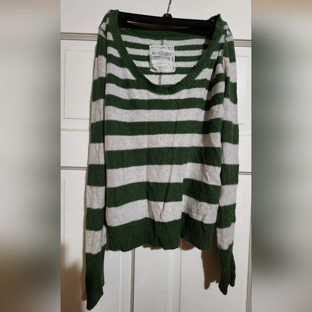 Mossimo Supply Co. Green and White Striped Sweater